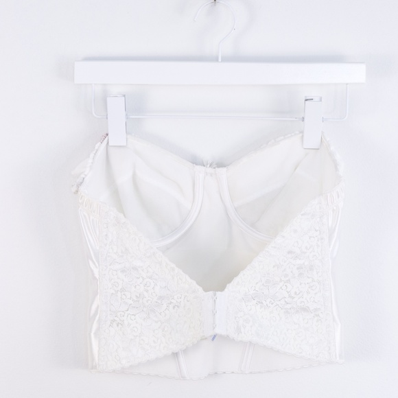 Reworked Victorian Style Ivory Satin Corset Top W/  Ruffles on Bust - S/M - Picture 12 of 15